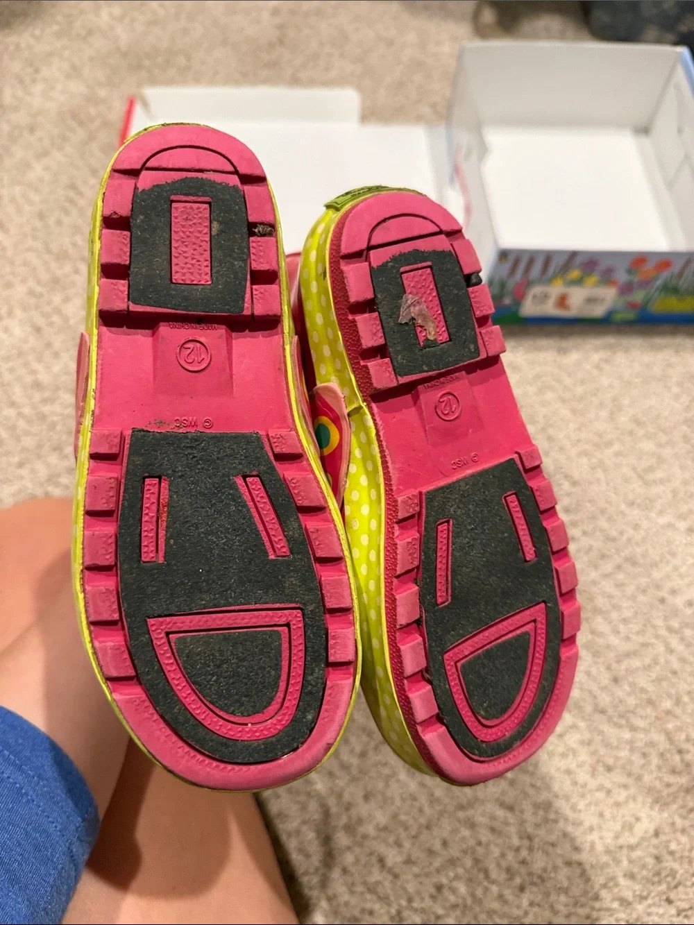 Western Chief Pink Butterfly Kids Rain Boots with Yellow Accents